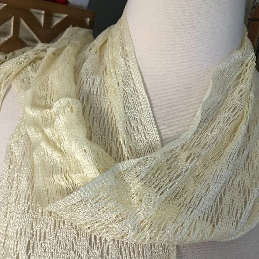 Vintage English Village Crocheted Scarf - Gypsy Fairy Coastal Cowgirl